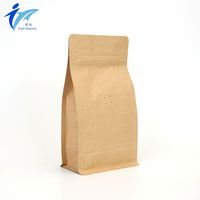 Sacs à café à fond plat en composite kraft-aluminium, capacités de 300g, 400g, 500g pour le stockage de café premium et d'aliments gastronomiques