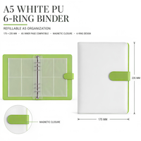 A5 6-Ring Loseblatt-Fotokartenalbum mit 4 Taschen, Macaron PU-Leder Flip-Kartensammelbuch für K-Pop-Karten