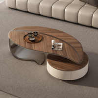 Table basse en bois de noyer pour salon, nouveau style minimaliste italien de luxe léger, petit appartement, forme ovale rétro