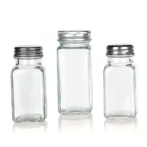 4oz Glass Spice Jars Spices Container With Printed Labels For Salt Pepper Honey