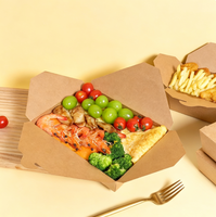 Boîte en papier kraft biodégradable jetable écologique pour poulet frit, frites, nuggets, escalopes, en-cas, emballage alimentaire