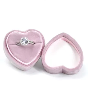 花式天鹅绒心形戒指盒子订婚珠宝婚纱盒出售