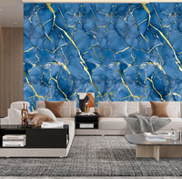 STOCK Papier peint en marbre bleu du lac Matériel de décoration du marché indien 11c Panneau mural en marbre auto-adhésif Carreaux de porcelaine