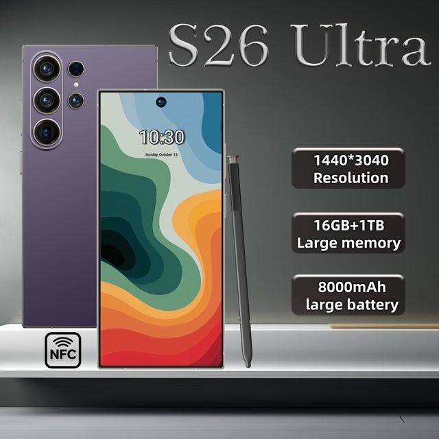 Smartphone with NFC S26 Ultra Octa Core HD Display 120Hz 108MP Rear Camera Large Battery Dual SIM CDMA/LTE