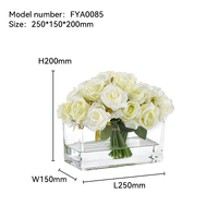 Ensembles d'arrangements de petites roses artificielles de qualité supérieure avec fleurs en soie et vase en verre pour la décoration de la maison