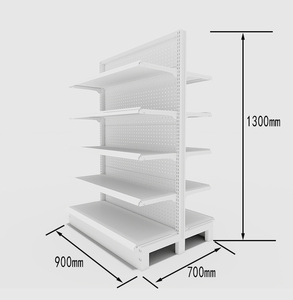 Estantería Ajustable de Pared con Panel Perforado y Borde Rojo para Exhibición Comercial de Snacks Envasados en Minimercados - Product Image 5