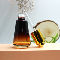 Nouvelles Bouteilles Compte-gouttes d'Huile Essentielle de Luxe Haut de Gamme Personnalisables Style Teletubbies en Verre avec Pompe à Pression, Design Conique Or/Argent