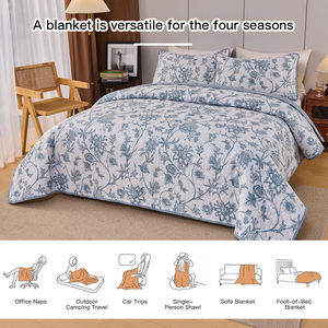 सुरुचिपूर्ण नीले फोनिक्स टेल पुष्प प्रिंट माइक्रोफाइबर चार-पत्ती क्लैवर क्विल्ट सेट 80gsm नरम आराम सेट - Product Image 4