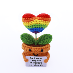 Regalos de Amor en Varios Estilos, Corazón Rojo de Peluche Tejido, Flor de Ganchillo Hecha a Mano con Tarjeta de Afirmaciones Positivas - Product Image 2