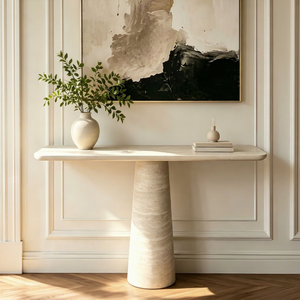Mesa Consola WBERT WBERT-01 de Mármol Blanco, Duradera, Minimalista, Moderna, Hecha a Mano, Mueble para Sala de Estar, Apartamento u Hotel - Product Image 1