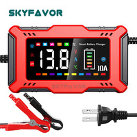 Chargeur de batterie intelligent pour usine 12V 10A automatique universel pour batteries AGM, Gel, Plomb-acide et LiFePO4 pour voiture et moto