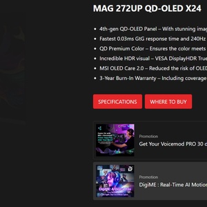 หน้าจอเล่นเกม MSI X24 QD-OLED 272UP 240Hz 0.03MS (GTG) เวลาตอบสนอง OLED หน้าจอเล่นเกมสำหรับ PC Internet - Product Image 6