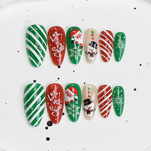 Faux ongles populaires rouge et vert pour Noël, effet œil de chat scintillant, réutilisables, pour manucure festive et fêtes de fin d'année - Product Image 1
