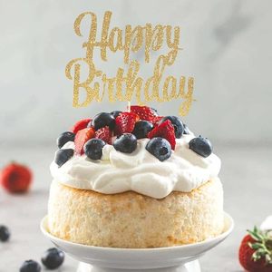 1 ชิ้น สีน้ำเงินเข้ม กลิตเตอร์ สุขสันต์วันเกิด เค้กท็อปเปอร์ ธีมวันครบรอบ ตกแต่งเค้ก อุปกรณ์จัดงานปาร์ตี้ - Product Image 1