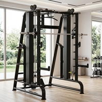 Machine Smith Commerciale avec Barre de 2,2 m, Équipement de Musculation Multifonctionnel pour Squat et Bench Press