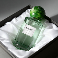 Nouveauté recommandée, flacon de parfum en verre de la série verte, 50 ml, vaporisateur pressurisé, flacon vide avec bouchon sphérique vert et boîte