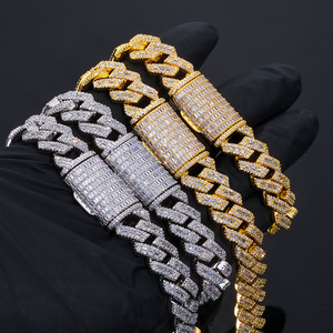 Premium B2B Wholesale Dual Cut Step Kite Moissanite Cuban <b>Bracelets</b> S925 Silver 24K <b>Gold</b> Plated Iced Pave Hip Hop Jewelry - Product Image 3
