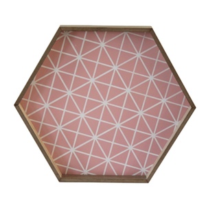 Vassoio Esagonale in MDF Rosa Classico di Alta Qualità per Servire e Decorare - Product Image 1