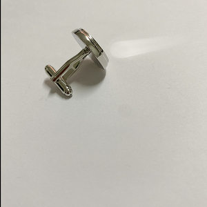 Boutons de manchette ronds en laiton personnalisables, couleur argent, métal uni, vierges pour personnalisation DIY, pour mariage, costume et chemise, vente en gros - Product Image 3
