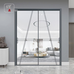 Nội thất 3 Bảng điều khiển di động liên kết Kính cường lực cửa trượt mỏng nhôm hẹp Khung kính thiên văn phân vùng hệ thống trượt - Product Image 4