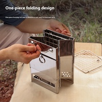 Mini poêle à charbon de bois pliant en acier inoxydable portable four à bois extérieur pour campeurs et pique-niques barbecue pour grilles de camping