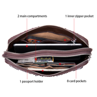 Dompet Pria Mewah Kulit Asli Motif Buaya Warna Kopi, Tahan Air, Resleting, Clutch Panjang, Tas Mini, Dompet Aman, Tas Selempang Pergelangan Tangan