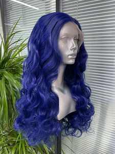 Perucas Frontais Luxuosas Futura 13*3 para Mulheres, 28 Polegadas de Comprimento, Azul, Ondas <span class=keywords><strong>Afro</strong></span>, Fibra Resistente ao Calor, Base de Renda de Seda, Alta Densidade 180% - Product Image 4