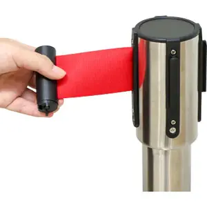 QUEUE MANAGEMENT STAND BARRIER RETRACTABLE BELT STANCHION REMOVABLE BOLLARDS