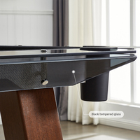 Table de billard professionnelle moderne et légère de 9 pieds en verre trempé noir table de snooker en chêne rouge table de billard en verre