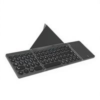 Keyboard Nirkabel Anti-Ghosting 64-Tombol Lipat Tipis dengan Kulit PU, USB Type-C, Tanpa Lampu Latar untuk iPad Mini Tablet