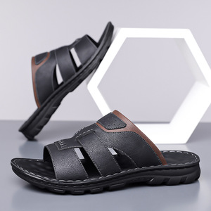 Men's Casual <b>Slides</b> Open Toe Pu Upper Rubber Outsole Anti <b>Slip</b> Outdoor Sandals - Product Image 4