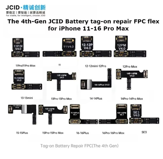 JCID the 4th Gen Battery Warning Pop-Up, Repair Flex Cable Tag for 11 12 13 14 15 Pro Max Plus Models JCID Battery Flex Cable