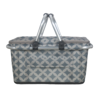 Panier isotherme pliable portable avec cadre en aluminium, doublure isolante en polyester et revêtement PVC, réutilisable pour les courses et les pique-niques