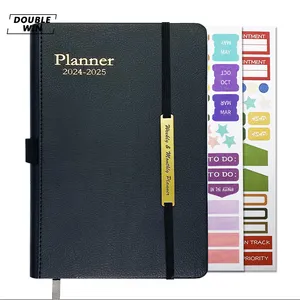 2024 2025 personalizado A5 Pu cubierta de cuero pegatina sin fecha anual diario cuaderno Agenda planificador diario libro