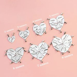 Collier personnalisé de Puzzle de cœur en acier inoxydable, collier de famille de Puzzle personnalisé de meilleurs amis - Product Image 4