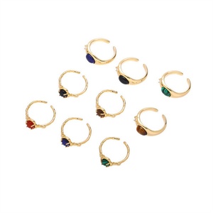Luxury Vintage Jewelry Gemstone <b>Ring</b> Gold Plated Stainless Steel Natural Stone Charm <b>Finger</b> <b>Ring</b> - Product Image 1