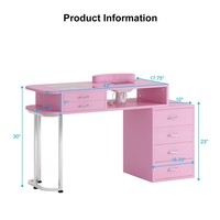 Table de manucure professionnelle en verre Design ergonomique Coussin de poignet Table de manucure Coiffeuse pour chambre à coucher