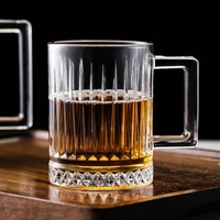 Grande tasse à thé épaisse de style luxe léger, résistante à la chaleur, avec poignée, pour la bière, le lait et le petit-déjeuner