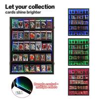Vitrine en bois verrouillable avec éclairage LED, 35 emplacements, cadre mural en plexiglas pour collection de cartes à collectionner