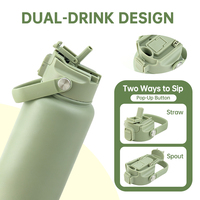 Bouteille d'eau isotherme à double paroi de 32 oz en acier inoxydable 304, avec bec verseur à ouverture rapide et paille hygiénique – Prix usine