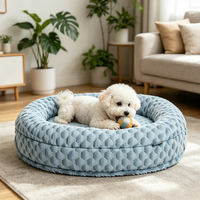 Yangyang Pet Solid Cartoon Kühlendes, flauschiges Memory-Schaum-Hundebett in Hellbeige, oval, luxuriös, beruhigend, orthopädisch
