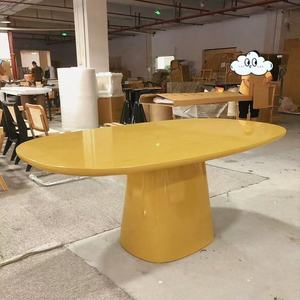 Rounded Edge Rectangle <strong>Solid</strong> <strong>Wood</strong> High-lacquer Durable Dinner <strong>Desk</strong> Integrated Tapered Cone Base Waterproof Easy Clean Table - Product Image 6