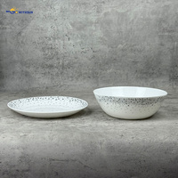 Ensemble de vaisselle en verre opale 18 pièces, motif étoile argentée, assiettes et bols, vente en gros pour la maison, la cuisine, les fêtes de Noël, la décoration de table, les cadeaux