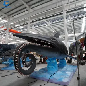 Ccaa72 Kích thước thực cơ khí mô phỏng động vật biển animatronic helicoprion mô hình cá mập cho công viên