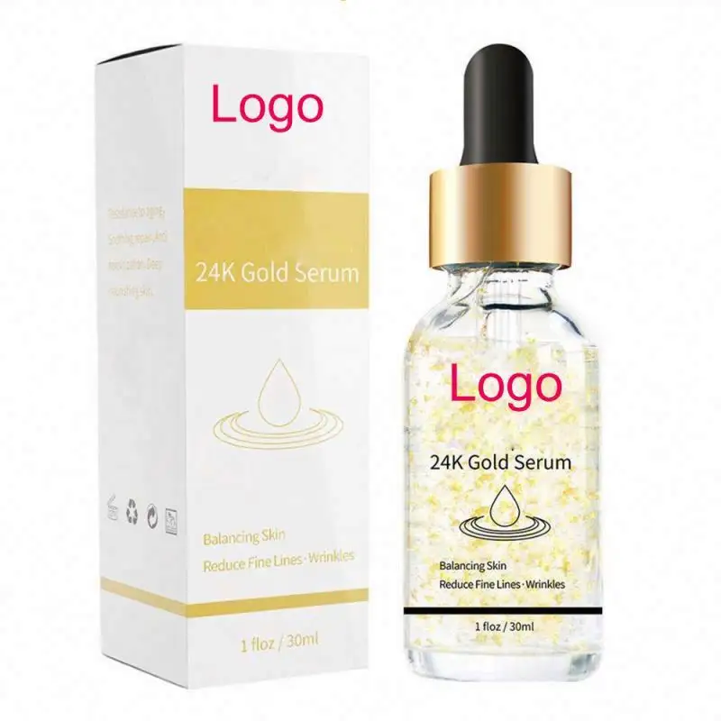 Natural custom logo Most Effective Strong Vegan Glossier Anti Oxidized 30% Optimum Organics Vitamin C 24k gold serum