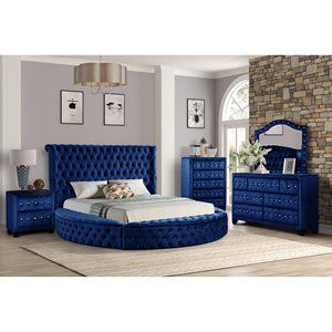 <span class=keywords><strong>Queen</strong></span>-Size Luxus-Bett in Creme, Gepolstertes Stoffbett mit Knopfheftung, Polsterbettgestell, Schlafzimmer-Set - Product Image 4