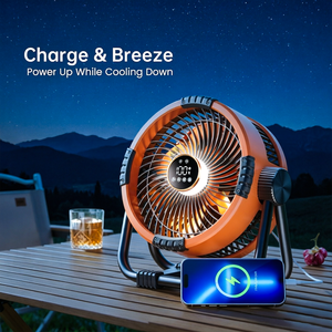 Ventilateur portable de <span class=keywords><strong>camping</strong></span> extérieur haute performance avec <span class=keywords><strong>batterie</strong></span> lithium polymère intégrée, 4 vitesses, design pliable, fonction power bank et éclairage LED pour la maison - Product Image 5