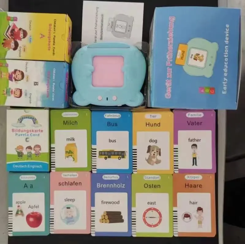 Alman ve İngilizce erken eğitim makinesi Flash kart öğrenme makinesi çocuklar için gelişim oyuncaklar mükemmel hediye