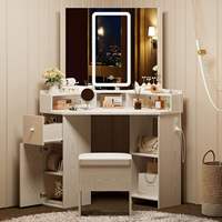 Miroir LED Lumineux Moderne et Élégant pour Hôtel, Appartement, Chambre à Coucher, Table de Maquillage, Coiffeuse avec Tiroirs et Armoire, Écologique