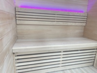 Kit de sauna moderne de luxe pour la maison, grand format carré, extérieur, électrique, en bois massif de pruche, pour 4 personnes, vapeur sèche, panneau de commande informatisé